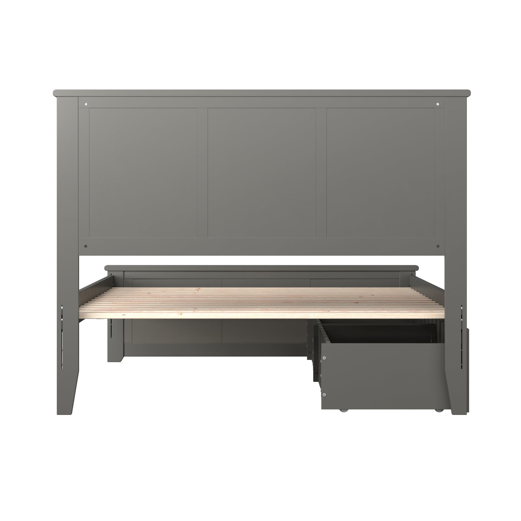 AFI Madison Full Wood Platform Bed with Matching Footboard & Storage Drawers, Grey