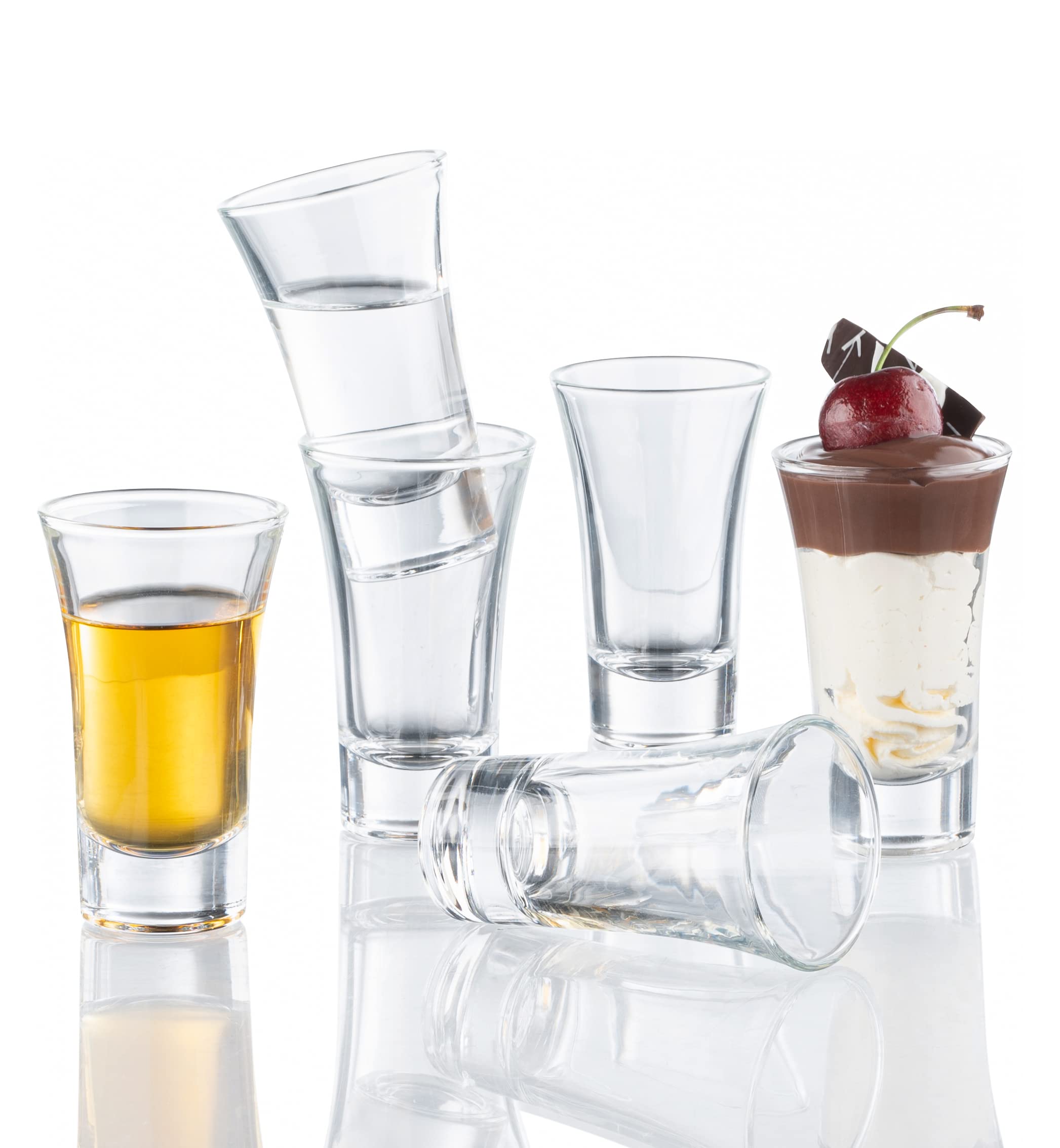 M&N Home 6Pack Heavy Base Shot Glass Set, 2Ounce Shot Glasses