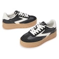 thumbnail image 6 of LUCKY STEP Womens Suede Thick Sole Sneakers Retro Rubber Fashion Casual Shoes,Black&White, 6 of 7
