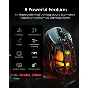 GravaStar Mercury M2 Wireless Gaming Mouse with 26,000 DPI, PAW3395DM Sensor -79g Lightweight Hollowed-Out Design -5 Programmable Buttons -5 Dynamic Lightsync RGB - Stealth Black