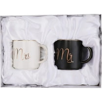 12 oz Mr and Mrs Mug, Ceramic Coffee Mug for the Couple, Ideal Gift for Engagement, Anniversary, His and Hers, Bride and Groom, Valentines and Christmas Gifts - Set of 2 (Black & White)