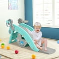 thumbnail image 3 of Costway 4-in-1 Rocking Horse & Slide Set Toddler Slide Playset w/Basketball Hoop Green, 3 of 10