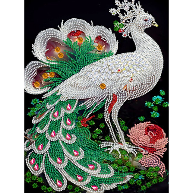 Cuadros Decorativos 5D bricolaje en forma especial parcial taladro diamante pintura pavo real Kit decoración (YX100) Wdftyju de costura negro 4 estilos