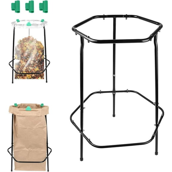 Leaf Bag Holder Stand, Outdoor Trash Bag Holder for 30-55 Gallon Bags, Portable Lawn Bag Holder, Heavy Duty Metal Garbage Bag Holder Frame for Leaves, Garden, Yard, Camping, Parties