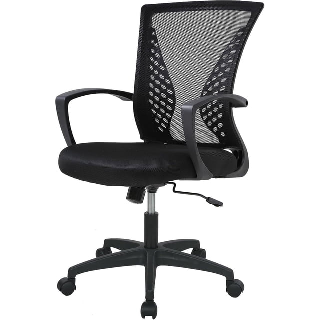 BestOffice Office Chair Ergonomic Mesh, Lumbar Support Armrest Mid Back Rolling Swivel Adjustable, Black
