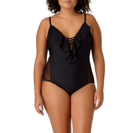 Juniors' Plus-Size Flounce Monokini One-Piece Swimsuit