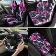 thumbnail image 2 of Jeiento Camo Oak Hunting Wood Car Seat Cover Full Set with Steering Wheel Cover Seat Belt Strap Pads Armrest Pad Coasters Keychain Lipstick Holder Pink 13 PCS Automobile Accessory Interior Decor, 2 of 8