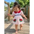 thumbnail image 4 of BemeyourBBs Newborn Baby Girl Summer Clothes Smocked  Romper Dress Infant Baby Girls Summer Watermelon Dress Outfit Cute Embroidery Collar Short Bubble Sleeve Striped Dot Print Jumpsuit Playsuit, 4 of 9