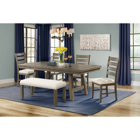 Picket House Furnishings Dex 7-Piece Dining Set with Table, 4 Ladder Side Chairs and Bench