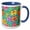 Blue/White, variant on 3drose, Tropical Watercolor Teal Aloha Jungle Summer Hibiscus Pattern, 15oz Mug