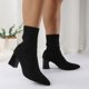thumbnail image 4 of NECHOLOGY Botas Mujer Adulto Femenino Zapatos Botines para mujer Botas versátiles Punta estrecha Tacones gruesos Tacones Calcetines elásticos de punto Botas Botas tejidas voladoras Mujer (Black, 7.5), 4 of 6