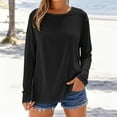 thumbnail image 2 of Long Sleeve Shirts For Women New Cotton Top Round Neck T Shirt Womens Long Sleeve Tops, 2 of 5
