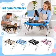 Cat Grooming Hammock, Bath Hammock for Dogs with Pink Fabric and Polished Stainless Steel Stand, Grooming Sling for Dog Shower and Pet Wash with Quick Dry Mesh
