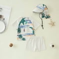thumbnail image 4 of Xudanell Boys Swim Set 3 Piece Baby Rash Guard with Sun Hat Holiday Print Bathing Suit Swimsuit with Shorts, 4 of 8