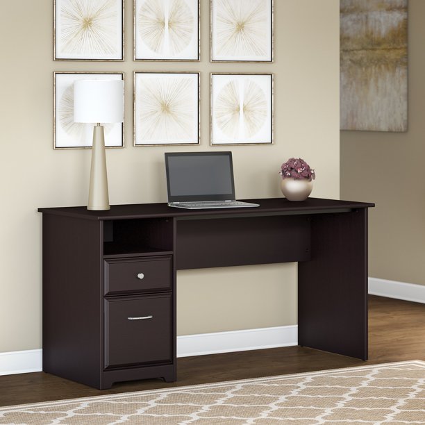 Bush Furniture Cabot 60W Computer Desk with Drawers in Espresso Oak