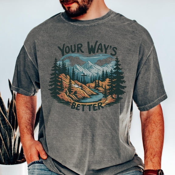 Scenic Mountain Landscape Graphic Comfort Colors T-Shirt Inspiring Faith Wear