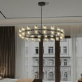 thumbnail image 3 of Kadyn 36inch Pendant Ceiling Light Fixture Chandelier with Luxury Crystal and Decorative Lights Simple LED Lighting for Living Room, Dining Room, Home Decor, Black (Bulbs Included), 3 of 8