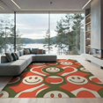 thumbnail image 2 of ODIKA 8'x10' Washable Area Rug Retro Mid Funky Century Playful Motif Coral Abstract Bathroom for King Size Bedroom Under Bed, Master Suite, Non-Shedding, Easy Care, 2 of 7