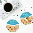 thumbnail image 4 of Vsdgher Hello Summer1 Print Leather Coasters for Drinks, Durable Drink Coasters 4 Set for Tabletop Protection, Luxurious Home Décor and Housewarming Gift-Octagon, 4 of 6