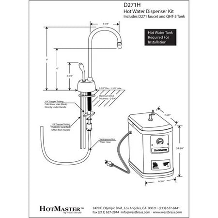 HotMaster Instant Hot Water System with Solid Brass Faucet, Polished Chrome, D271H-26