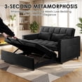 thumbnail image 5 of Xiweot 3 in 1 Convertible Sleeper Sofa Bed, 55" Pull Out Couch with Side Pockets, Velvet Loveseat Sofa with Adjustable Backrest for Living Room Bedroom Apartment (Black), 5 of 7