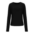 thumbnail image 4 of ZHYou Women Slim Fit Leaf Pattern Knit Tops,Long Sleeve,Round Neck Stretchy Soft Fashion Sweaters,Black,Size XL, 4 of 8