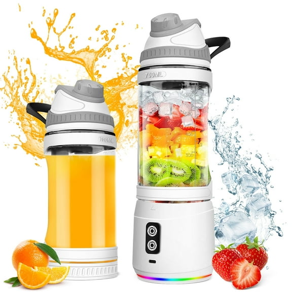 Portable Blender,Fimilo Personal Blender 240 Watt for Shakes and Smoothies with 6 Metal Blades, 24 oz Mini Blender Cup with Travel Lid and USB Rechargeable for Office, Gym, Kitchen (Gray)