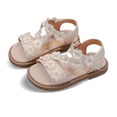 thumbnail image 2 of Girls Lace Flower Open Toe Sandals Adjustable Ankle Strap Soft Sole Comfortable Lightweight Summer Shoes For Toddler And Kids Beige Size 5-5.5 Years, 2 of 8