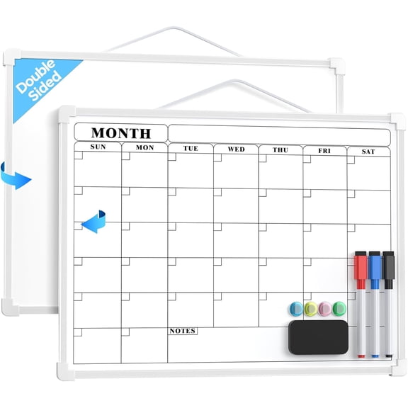 16 inch Γ 12 inch wall-mounted calendar whiteboard, white border | double-sided design, can hang small whiteboard, portable noteboard, suitable for planning, painting, memo and to-do list