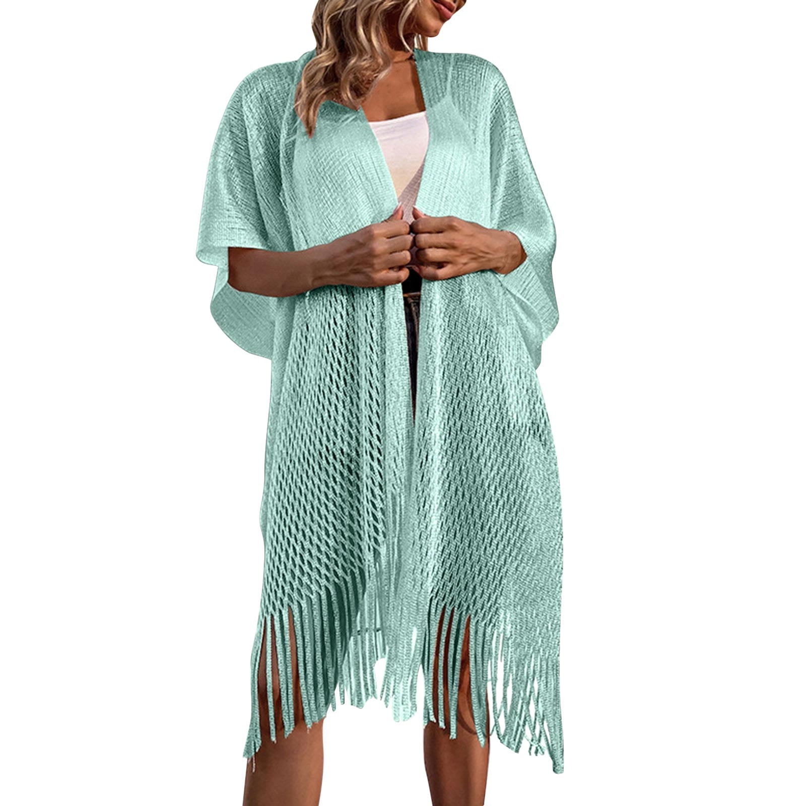 Short Sleeve Cardigan Women Women Knitted Hollow Fringed Cape Cape Snoring  Smock Coat Womens Loose Cardigan Womens Cardigan Sweaters Fall Open Front 