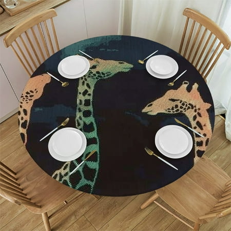 

Patifu Giraffes Theme Round Tablecloth Stain-Resistant Washable for Indoor Outdoor Restaurants Weddings Parties Home Kitchen Decoration Waterproof 31 -35