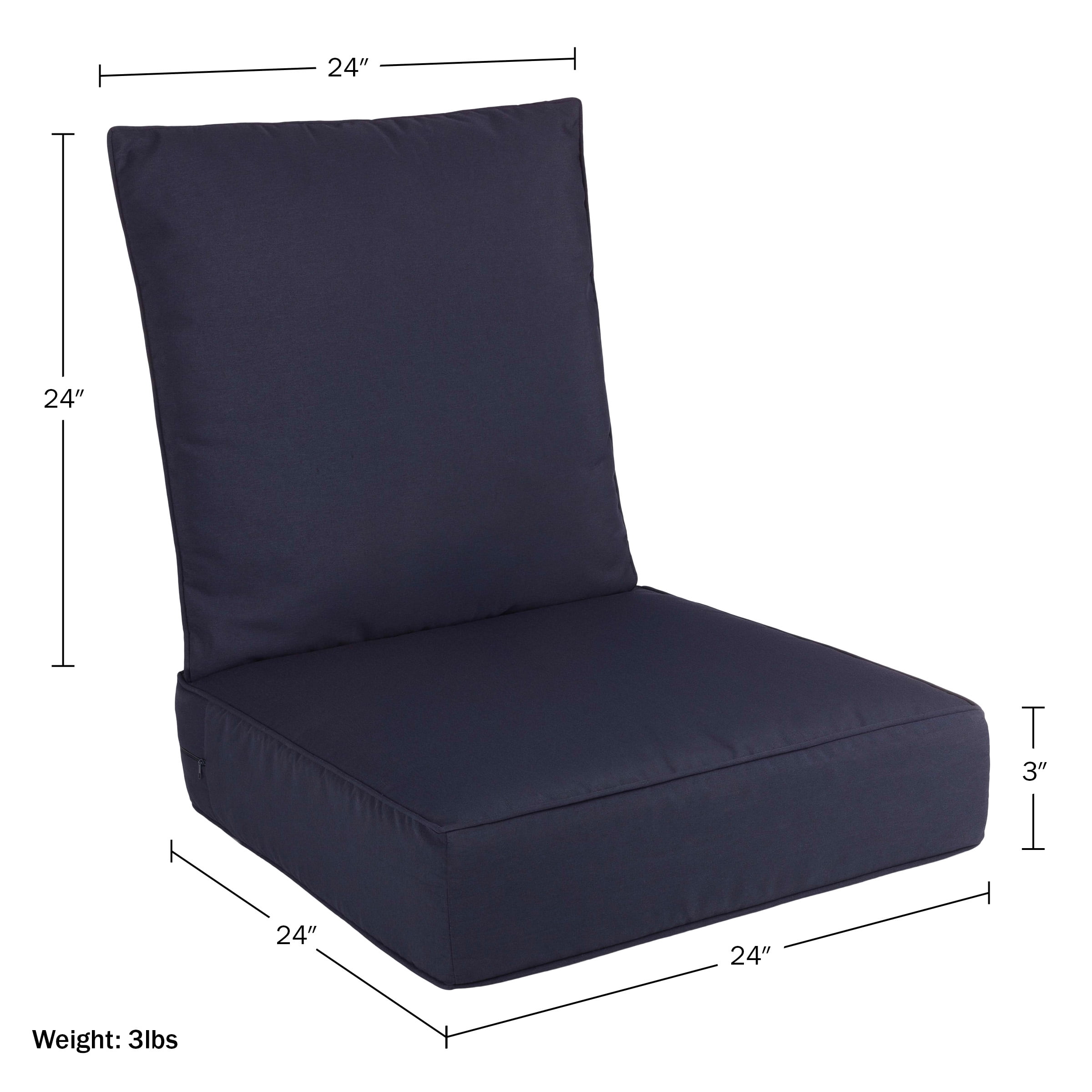 Lavish Home 24x24 Outdoor Patio Chair Cushion with Sun and Water-Resistant Removable Cover (Navy)