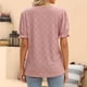 thumbnail image 4 of Blusa elegante de cuello redondo y manga corta de verano para mujer para fiestas, talla S, color marrón, con estampado de jacquard hueco, 4 of 6