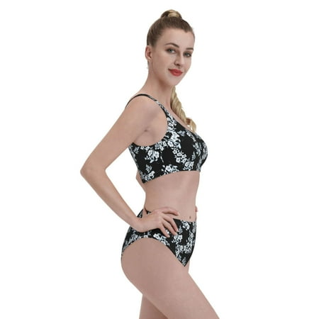 Goofa Flower Pattern High Waisted Bikini Set - Two Piece Swimsuit for Women  Summer Bathing Suit Trendy Swimwear-Medium