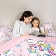 thumbnail image 4 of Feelyou Unicorn Twin Bedding Sets 7-Piece for Boys Girls, Girly Pink Cartoon Bedding Comforter Set, Cute Animal Sheet Sets, Lightweight Bedroom Decorative, 4 of 7