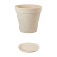 thumbnail image 2 of Large Faux Ceramic Embossed Planter with Sturdy Plastic Construction and Removable Tray, Modern Plant Pot for Flowers, Greenery, and Home Garden Decoration., 2 of 6