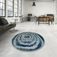 thumbnail image 4 of Ahgly Company Machine Washable Indoor Round Abstract Columbia Blue Area Rugs, 5' Round, 4 of 7