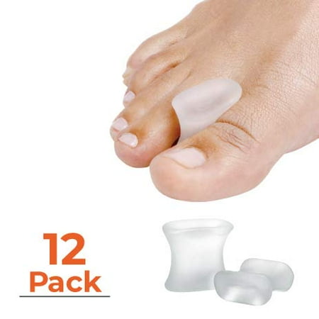 NatraCure Gel Toe Separators - Toe Spacers - to Straighten Overlapping Toes, Realign Crooked Toes, Hammer Toe, Calluses, Bunions, Hallux Valgus Relief, Corrector Pad - 12 Pack - Medium