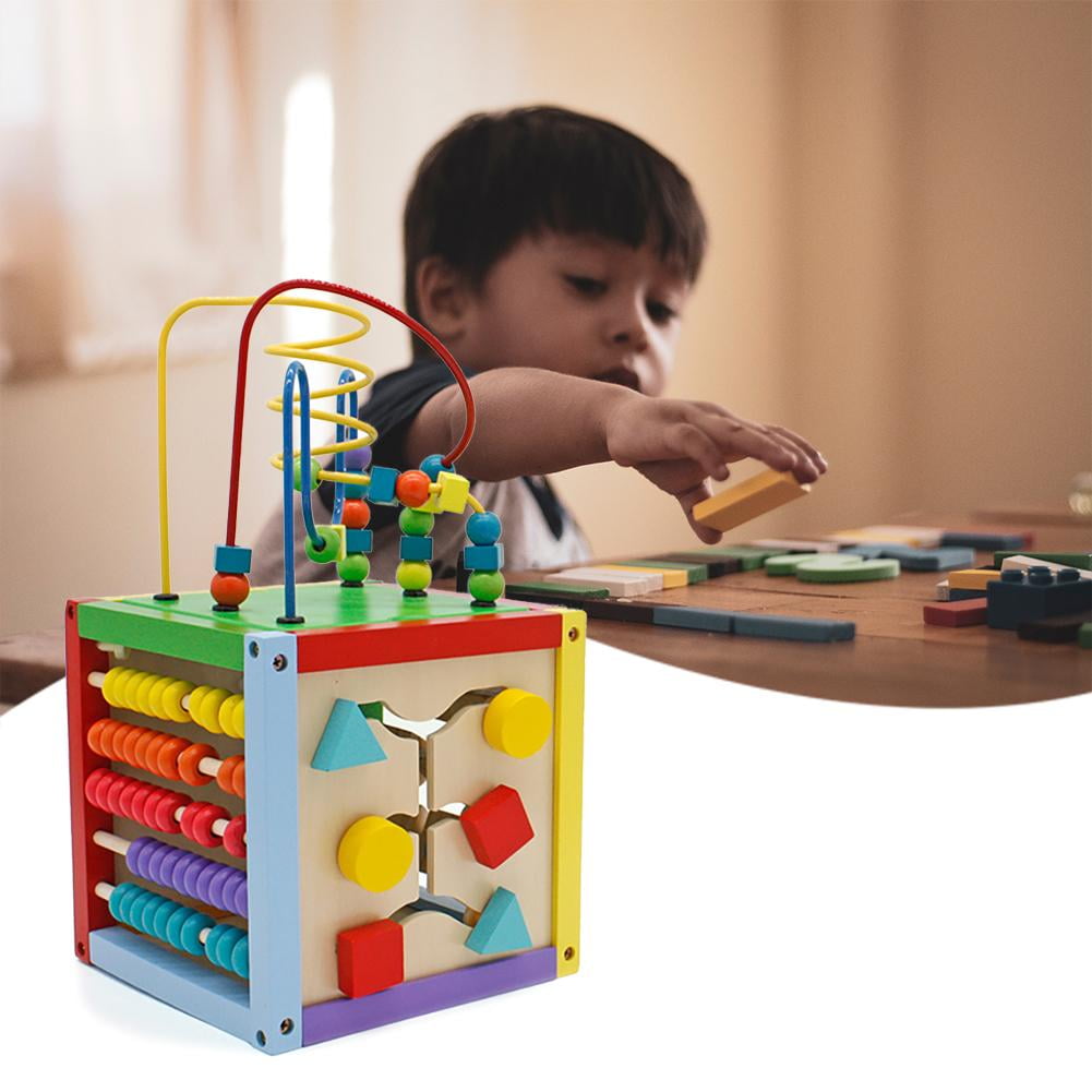 Wooden Bead Maze Cube Baby 5 in 1 Activity Play Cube Early Learning Toys