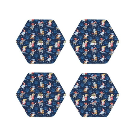 

Tideii Winter old man Playtime for Leather Coasters 4 Pieces Anti-fouling and Anti-scalding Decorative Coasters Suitable for Restaurants Kitchens Coffee Shops-Hexagon