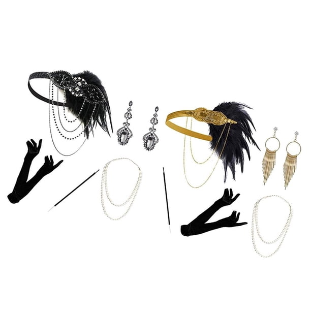 Set De Disfraz Años 70 Con Peluca Mitad Blanca Y Mitad Negra – 8 Accesorios: Guantes, Máscara, Collar, Pulsera, Pendientes Y Bastón, Ideal Para Halloween