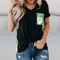 thumbnail image 2 of Summer Floral Short Sleeve T-Shirts for Women Casual V Neck Patchwork Tunic Tops Blouse with Pocket, 2 of 5