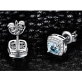thumbnail image 3 of Bling Queen Women's Sky Blue Topaz Cut Silver Plated Jewelry Set, Ladies Jewellery Set, Fashion Necklace For Women, Elegant Chains For Women, Zirconia Paved Halo Ring And Stud Earring(Earring), 3 of 3