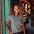 thumbnail image 3 of Dalix Butterfly Cropped Tee Lightweight High Waisted Short Sleeve Summer Shirt Womens in Carbon Gray L Large, 3 of 5