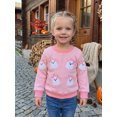 thumbnail image 4 of RUINIXCW Toddler Baby Girl Halloween Sweatshirt Adorable Long Sleeve Ghost Embroidery Striped Pullover for Daily Party Wear, 4 of 8