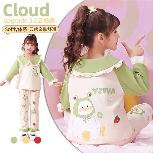 Camisón fino de dibujos animados Kawaii Sanrio para niña, conjunto de pijamas de algodón, regalos de Navidad, Cinnamoroll, Anime, otoño