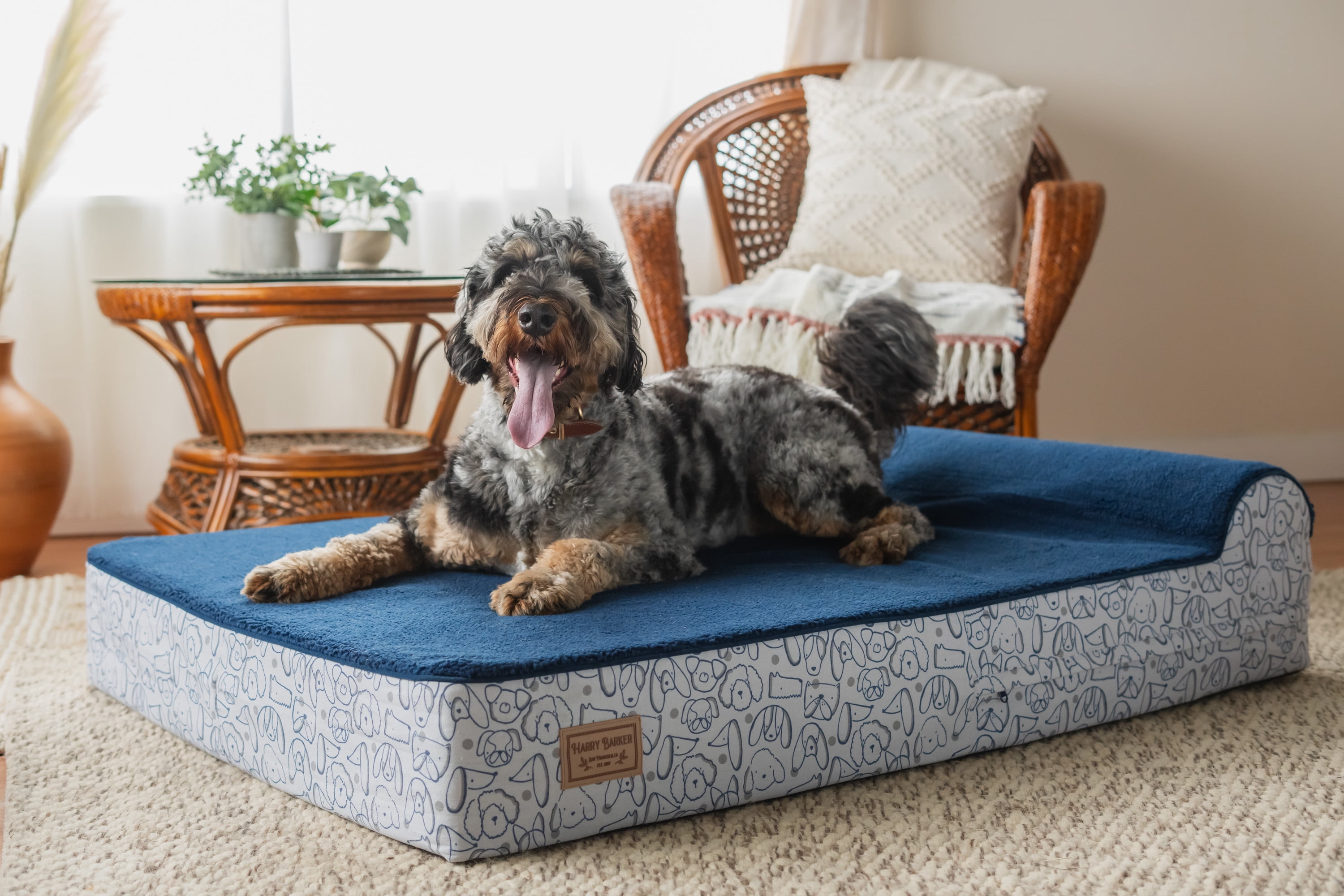 Harry Barker Premium Waterproof Orthopedic Pet Bed, 11 Inches Thick, BLue, XL