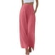 thumbnail image 1 of Pantalones palazzo de lino de verano para mujer: pierna ancha y fluida, cintura elástica con cordón, bolsillos laterales, ropa informal de playa., 1 of 5