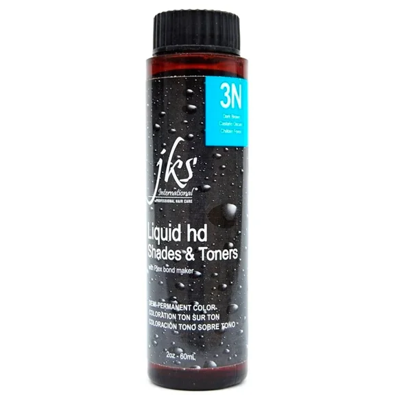 Jks International Liquid HD Shades & Toners 3N Dark Brown Demi-Permanent Color 2 Ounce 60 Milliliters