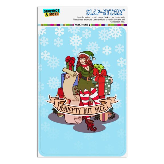 Christmas Elf Pin Up Naughty But Nice Home Business Office Sign